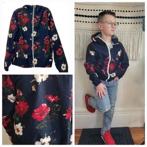 Denim & Flower Ricky Singh Lightwight Tropical Floral Navy Zip Hoodie Jacket